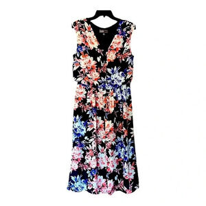 DONNA RICCO NEW YORK‎ FLORAL V-NECK SLEEVELESS DRESS WOMEN SIZE 8